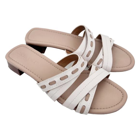 Coach Ariana Cream Leather Slip On Sandals Sz 10 - Picture 1 of 7